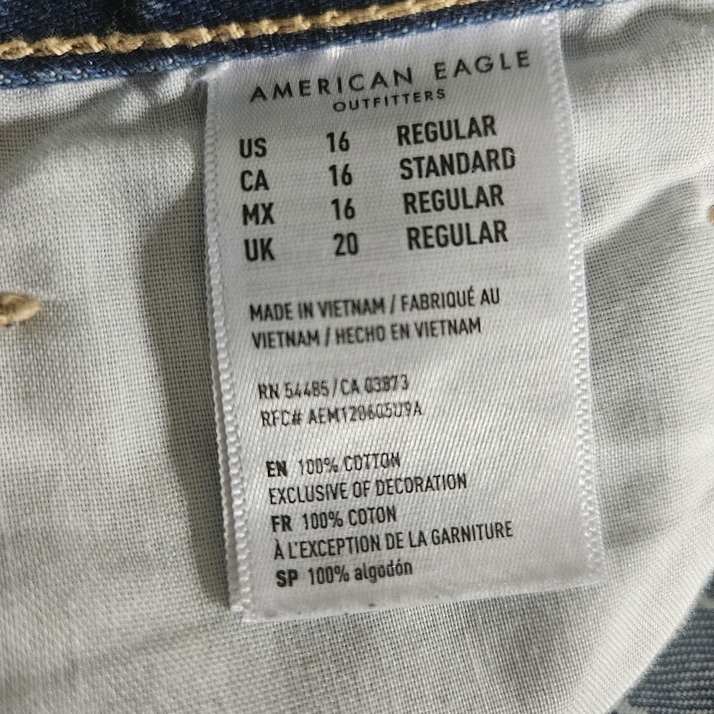America Eagle Blue Striped Mom Jeans Size 16 - Picture 4 of 12